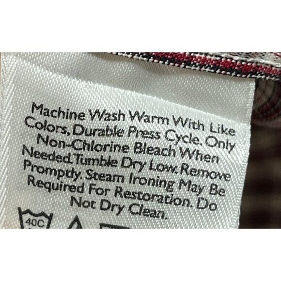 Eddie Bauer Men's Button Front Shirt Red White Plaid Relaxed Fit Cotton Size XXL - Picture 7 of 8